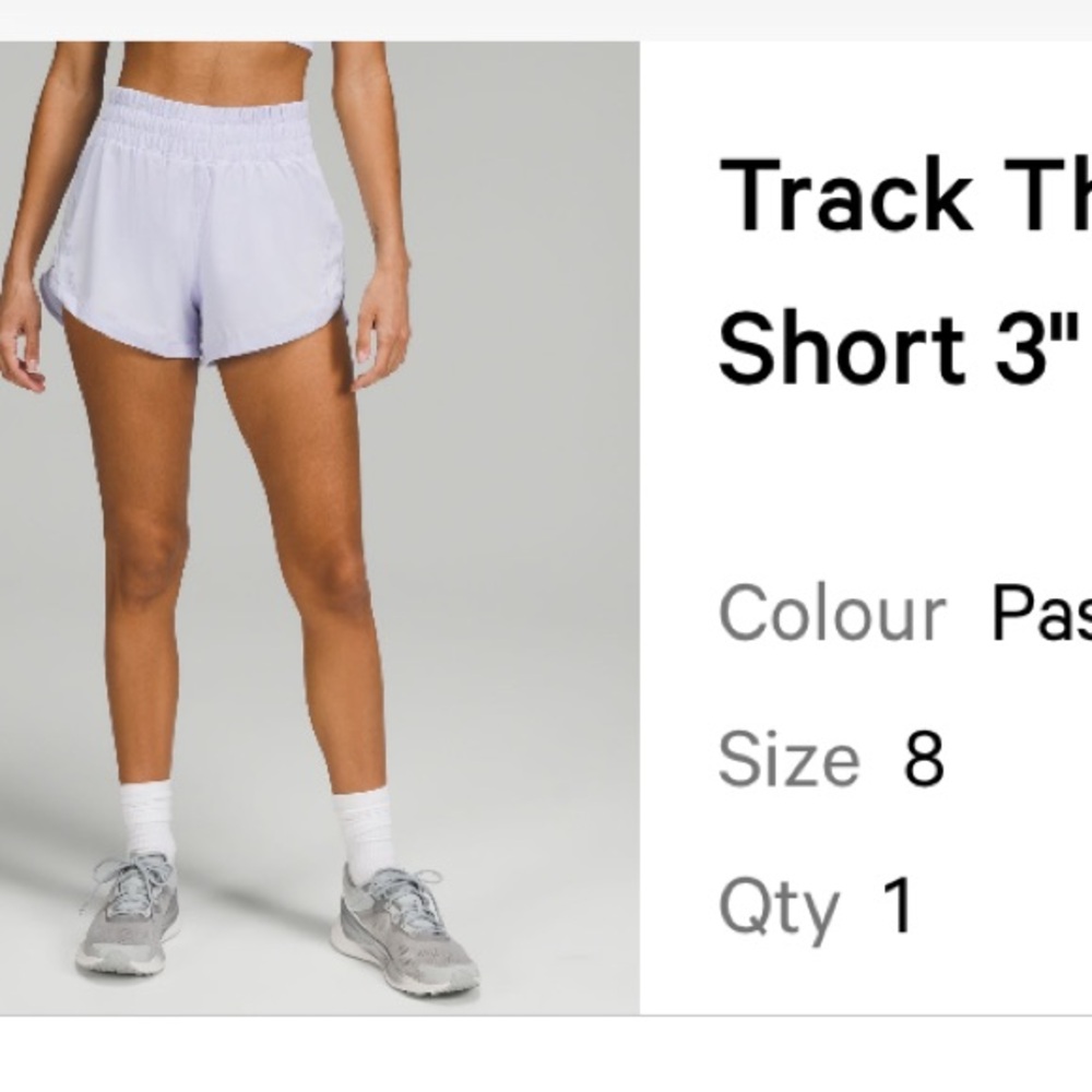 Lululemon track that high rise 3 inch shorts
